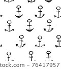 Vector Seamless pattern with grunge drawing anchor. 76417957