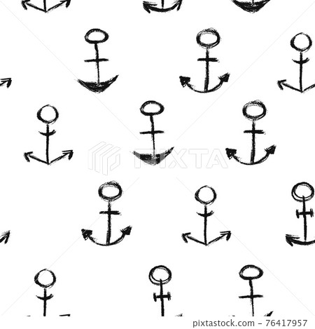 Vector Seamless pattern with grunge drawing anchor. Vector Seamless pattern with grunge drawing anchor. 76417957