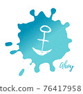 Vector Illustration. Template card with grunge anchor and text Ahoy 76417958