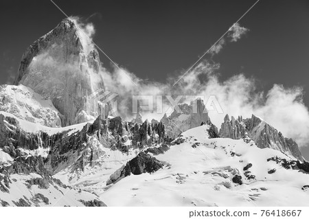 Black and white picture of Monte Fitz Roy, Patagonia. Black and white picture of Monte Fitz Roy, Patagonia. 76418667