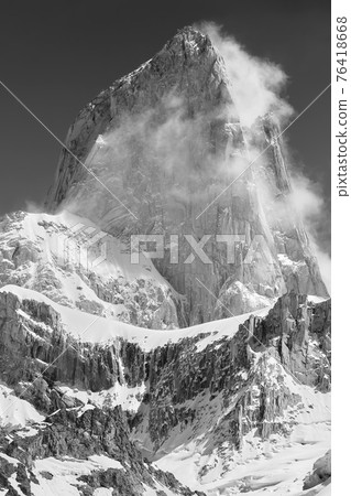Black and white picture of Monte Fitz Roy, Patagonia. Black and white picture of Monte Fitz Roy, Patagonia. 76418668