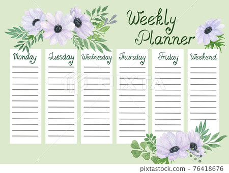 Weekly Planner Printable- Horizontal Floral Watercolor