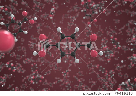 Terephthalic acid molecule, ball-and-stick molecular model. Chemical 3d rendering 76419116
