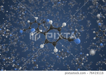 Terephthalonitrile molecule, ball-and-stick molecular model. Chemical 3d rendering 76419118