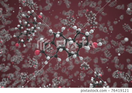 Testosterone molecule made with balls, scientific molecular model. Chemical 3d rendering 76419121