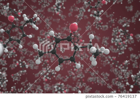 Thymol molecule made with balls, conceptual molecular model. Chemical 3d rendering Thymol molecule made with balls, conceptual molecular model. Chemical 3d rendering 76419137