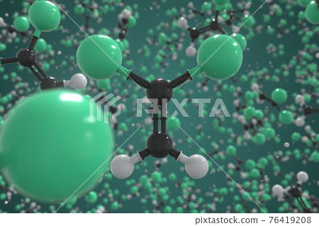 Vinylidene chloride molecule, scientific molecular model, 3d rendering Vinylidene chloride molecule, scientific molecular model, 3d rendering 76419208