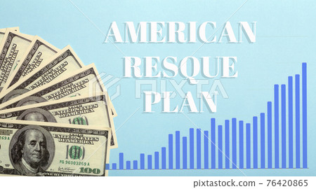 USA dollars background. American rescue plan, USA relief program, stimulus check and Act of 2021 concept. Money, business, profit and livelihood idea 76420865