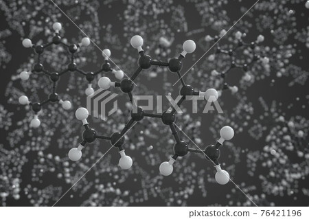 Divinylbenzene molecule made with balls, scientific molecular model. Chemical 3d rendering Divinylbenzene molecule made with balls, scientific molecular model. Chemical 3d rendering 76421196