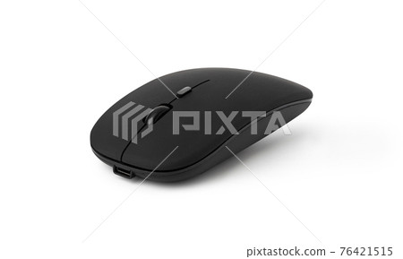 wireless black mouse isolated on white background 76421515
