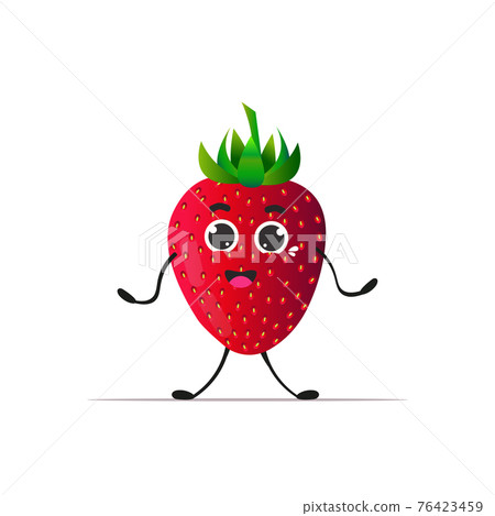 cute fresh juicy strawberry character tasty ripe fruit personage isolated on white background healthy food concept cute fresh juicy strawberry character tasty ripe fruit personage isolated on white background healthy food concept 76423459