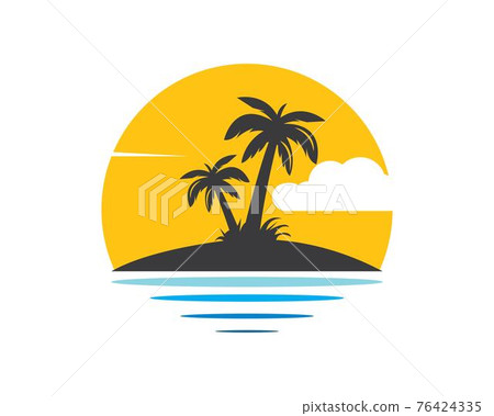 Palm tree icon of summer and travel logo vector illustration Palm tree icon of summer and travel logo vector illustration 76424335