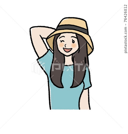 Illustration of a woman in a straw hat 76426812