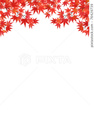 水彩風格楓葉與秋葉裝飾/框架材料(肖像) 水彩風格楓葉與秋葉裝飾/框架材料(肖像) 76429739