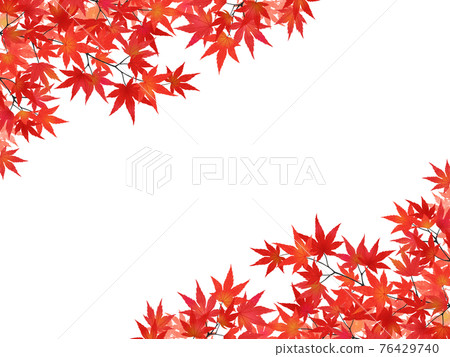 水彩風格楓葉與秋葉裝飾/框架材料(水平) 水彩風格楓葉與秋葉裝飾/框架材料(水平) 76429740