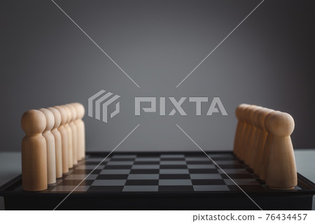 Negotiation facing of two teams, Negotiating  business competition concept. 76434457