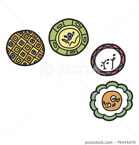 Hand-painted illustration of Kutani ware 76434870