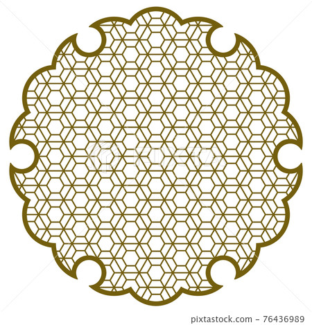 Yukiwa flower with pattern in Japanese style of Kumiko zaiku. Yukiwa flower with pattern in Japanese style of Kumiko zaiku. 76436989