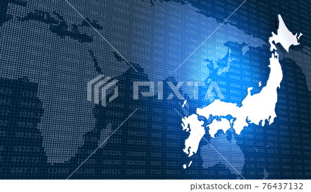 Digital background and world map, Japan map 76437132