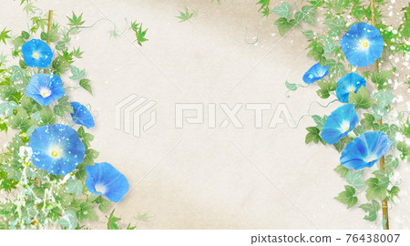 藍色牽牛花灰色日本紙背景的夏季形象 藍色牽牛花灰色日本紙背景的夏季形象 76438007