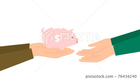 插圖圖像遞一個存錢罐，白色背景，矢量圖 76438240