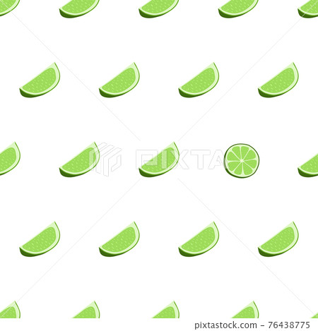 Hand drawn seamless pattern with sliced lime. Fabric print texture with eye catching element - sliced circle 76438775