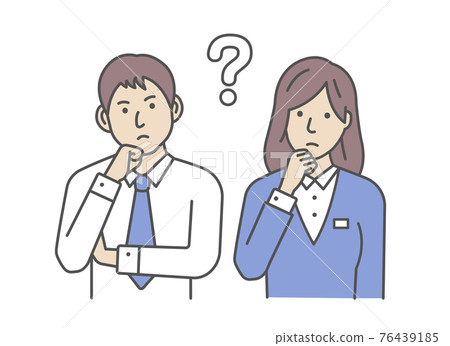 Young male and female office workers Upper body vector color illustration / doubts, questions, troubles Young male and female office workers Upper body vector color illustration / doubts, questions, troubles 76439185