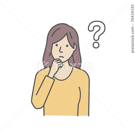 年輕女性上半身矢量彩色插圖/問題/問題/困擾 76439193