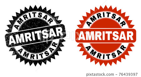 AMRITSAR Black Rosette Seal with Grunged Texture 76439397
