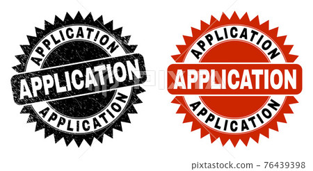 APPLICATION Black Rosette Stamp with Scratched Style APPLICATION Black Rosette Stamp with Scratched Style 76439398