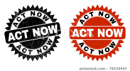 ACT NOW Black Rosette Stamp with Unclean Surface - Stock Illustration ...