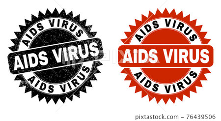 AIDS VIRUS Black Rosette Seal with Grunge Surface-插圖素材 [76439506] - PIXTA圖庫