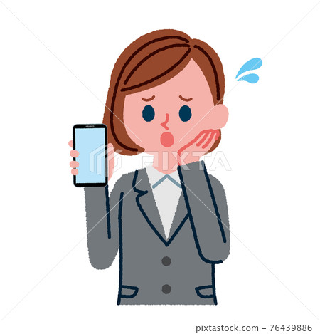 一個穿著西裝的女人拿著智能手機的插圖 一個穿著西裝的女人拿著智能手機的插圖 76439886
