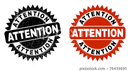 ATTENTION Black Rosette Seal with Grunge Texture 76439895
