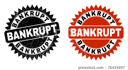 BANKRUPT Black Rosette Stamp Seal with Scratched Style BANKRUPT Black Rosette Stamp Seal with Scratched Style 76439897