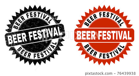 BEER FESTIVAL Black Rosette Stamp Seal with... - Stock Illustration ...