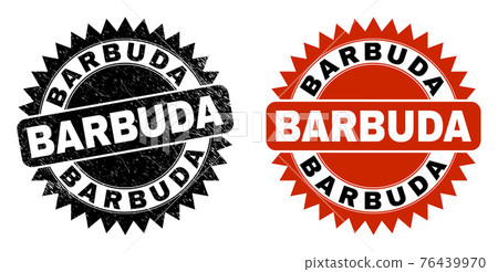 BARBUDA Black Rosette Stamp with Scratched Surface - Stock Illustration ...