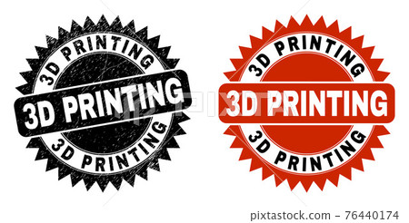 3D PRINTING Black Rosette Seal with Unclean Style - Stock Illustration ...