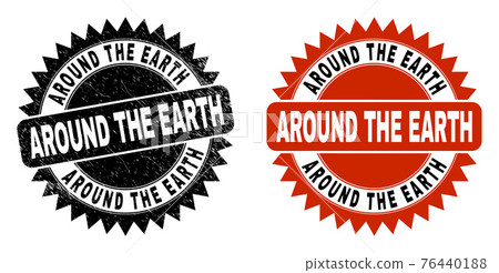 AROUND THE EARTH Black Rosette Seal with... - Stock Illustration ...