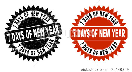 7 DAYS OF NEW YEAR Black Rosette Stamp with Distress Style 7 DAYS OF NEW YEAR Black Rosette Stamp with Distress Style 76440839