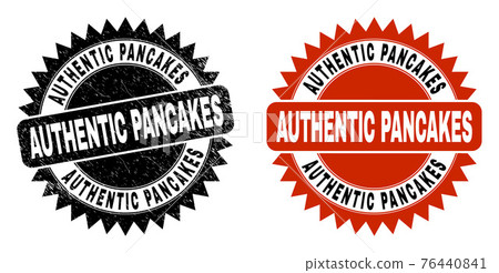 AUTHENTIC PANCAKES Black Rosette Stamp with Corroded Texture AUTHENTIC PANCAKES Black Rosette Stamp with Corroded Texture 76440841