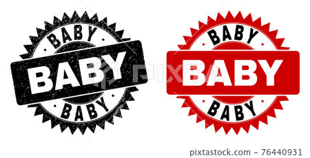 BABY Black Rosette Stamp Seal with Unclean Texture 76440931