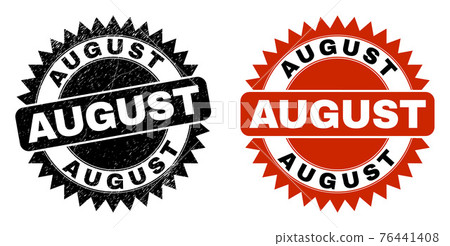 AUGUST Black Rosette Stamp with Unclean Style - Stock Illustration ...