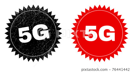 5G Black Rosette Stamp with Grunged Texture - Stock Illustration ...