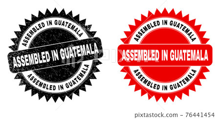 ASSEMBLED IN GUATEMALA Black Rosette Stamp with... - Stock Illustration ...