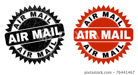 AIR MAIL Black Rosette Seal with Unclean Style - Stock Illustration ...