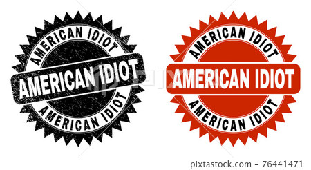AMERICAN IDIOT Black Rosette Stamp Seal with Grunge Surface AMERICAN IDIOT Black Rosette Stamp Seal with Grunge Surface 76441471