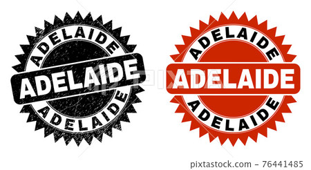 ADELAIDE Black Rosette Stamp with Grunged Texture 76441485