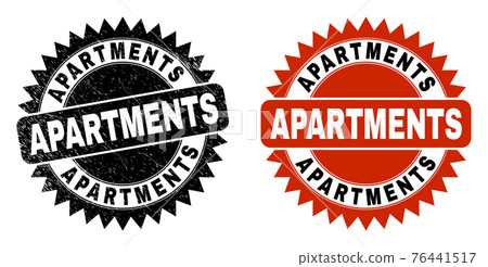 APARTMENTS Black Rosette Seal with Distress... - Stock Illustration ...