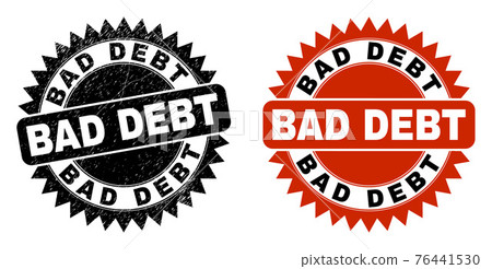 BAD DEBT Black Rosette Seal with Unclean Style - Stock Illustration ...